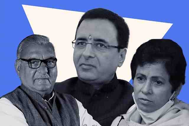 L to R: Bhupinder Singh Hooda, Randeep Singh Surjewala and Kumari Selja